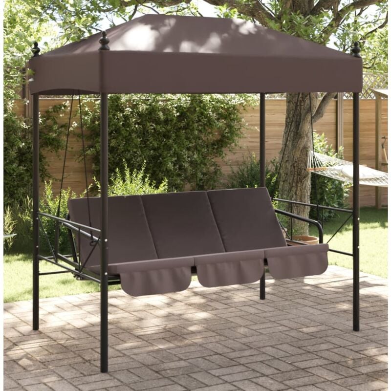 foto del prodotto vidaxl panchina a dondolo da giardino baldacchino caff in acciaio