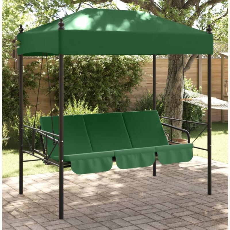 foto del prodotto vidaxl panchina a dondolo da giardino baldacchino verde in acciaio