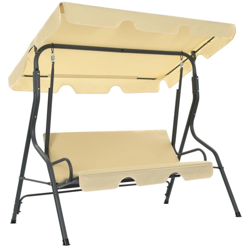 foto del prodotto vidaxl panchina a dondolo da giardino bianco crema 170x110x153 cm