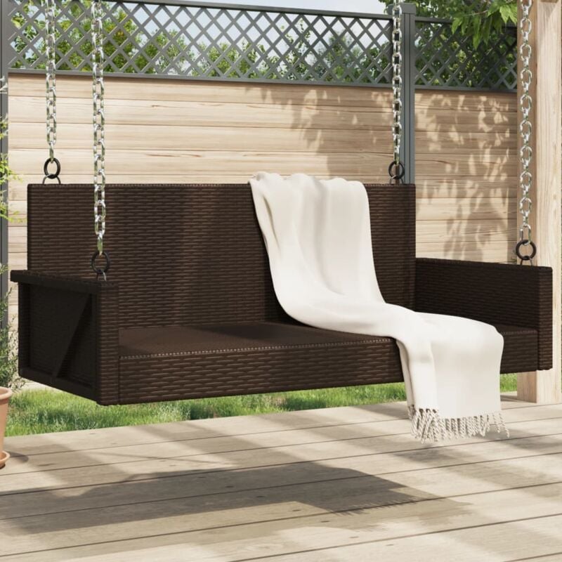foto del prodotto vidaxl panchina a dondolo marrone 119x56x48 cm in polyrattan