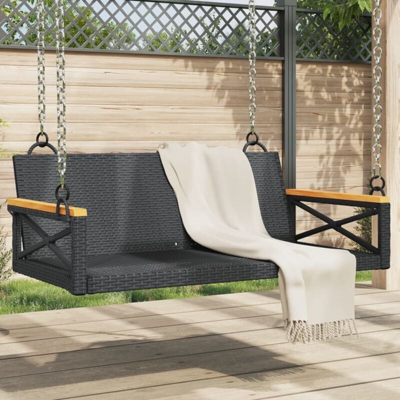 foto del prodotto vidaxl panchina a dondolo nera 109x62x40 cm in polyrattan