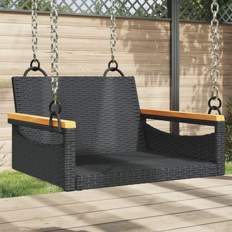 foto del prodotto vidaxl panchina a dondolo nera 63x62x40 cm in polyrattan