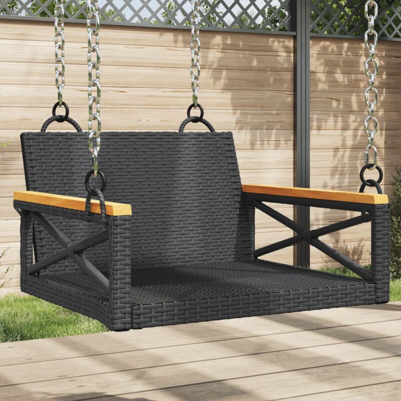 foto del prodotto vidaxl panchina a dondolo nera 63x62x40 cm in polyrattan