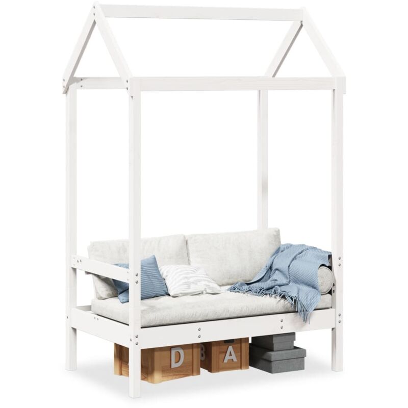 foto del prodotto vidaxl panchina con tetto bianca 117,5x70x176,5 cm in legno di pino