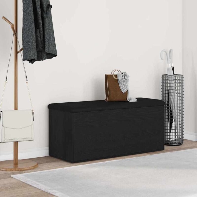 foto del prodotto vidaxl - panchina contenitore con cuscino rovere nero 102 x 42 x 45 cm