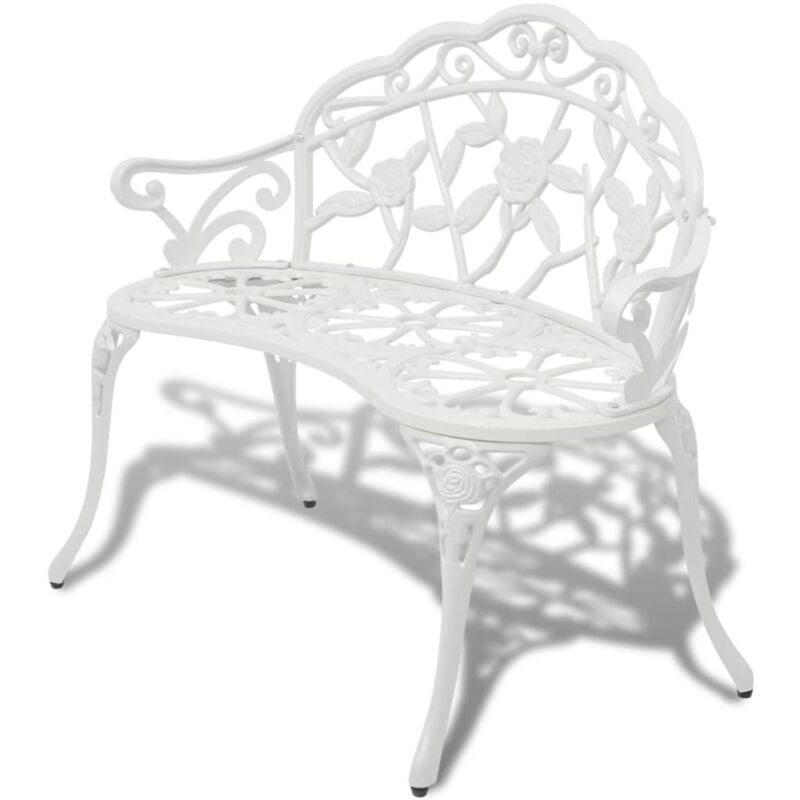 foto del prodotto vidaxl panchina da giardino 100cm in alluminio pressofuso design romantico vari colori colore bianco