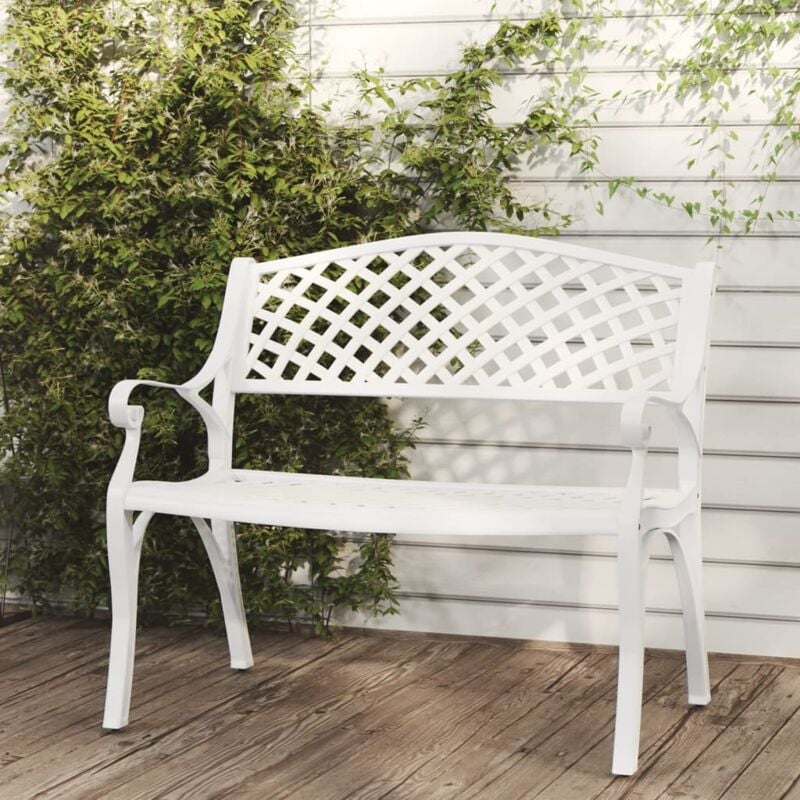 foto del prodotto vidaxl panchina da giardino 102 cm in alluminio pressofuso bianco