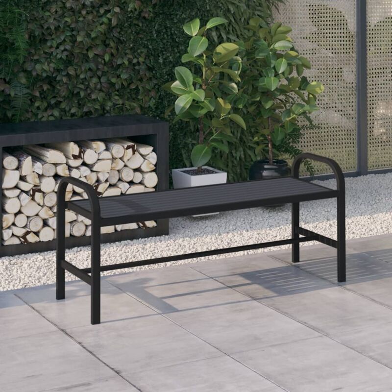foto del prodotto vidaxl panchina da giardino 124,5 cm nera in acciaio e wpc