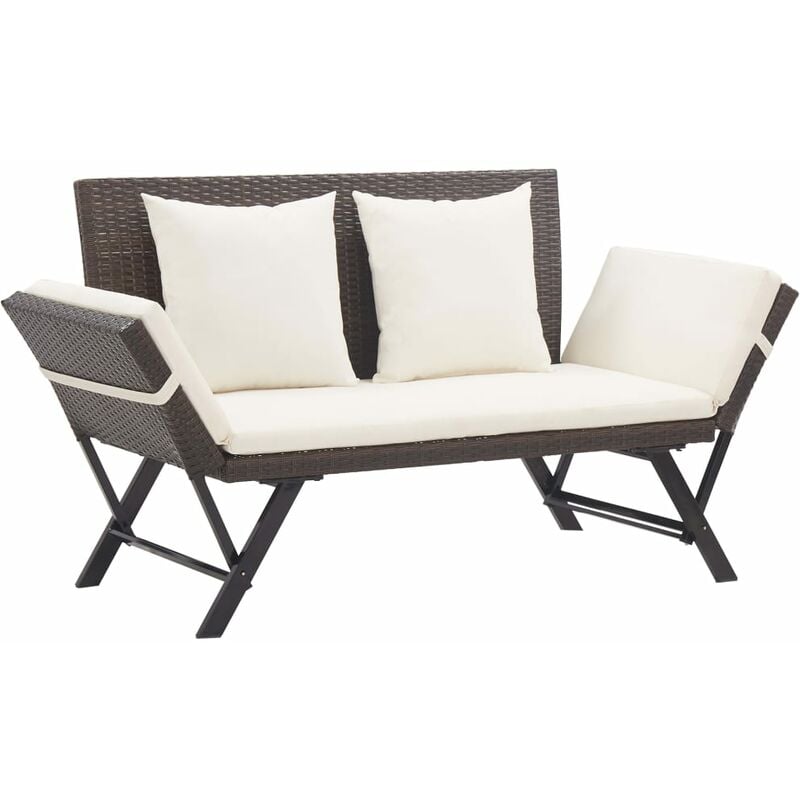 foto del prodotto vidaxl panchina da giardino con cuscini 176 cm marrone in polyrattan