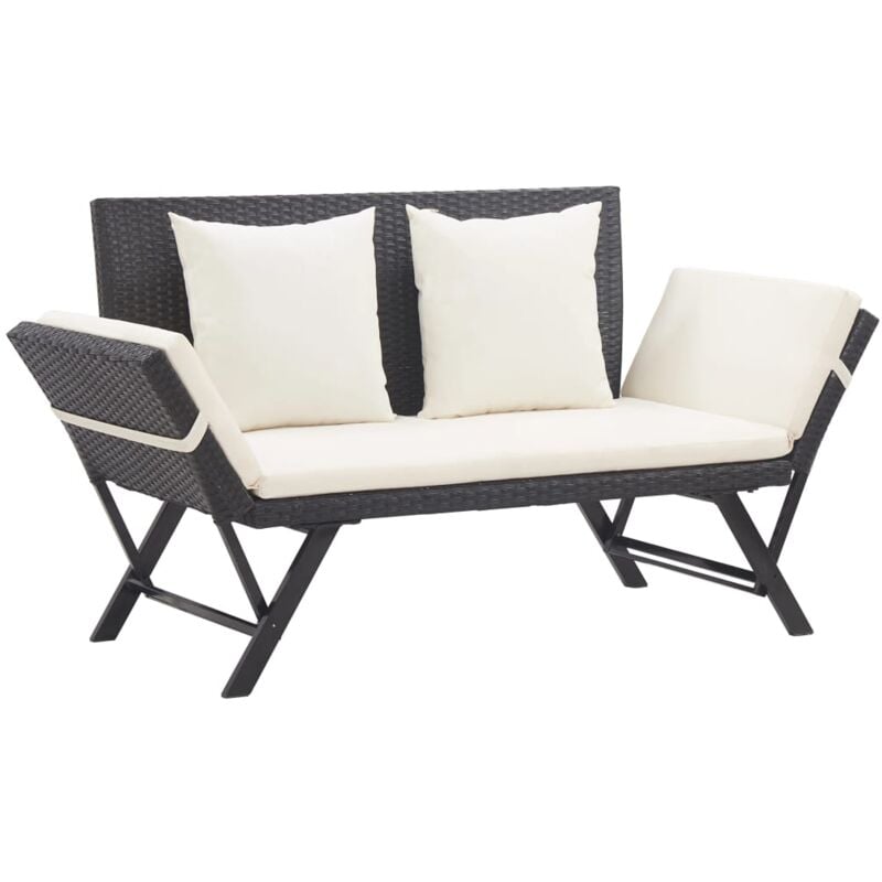 foto del prodotto vidaxl panchina da giardino con cuscini 176 cm nera in polyrattan