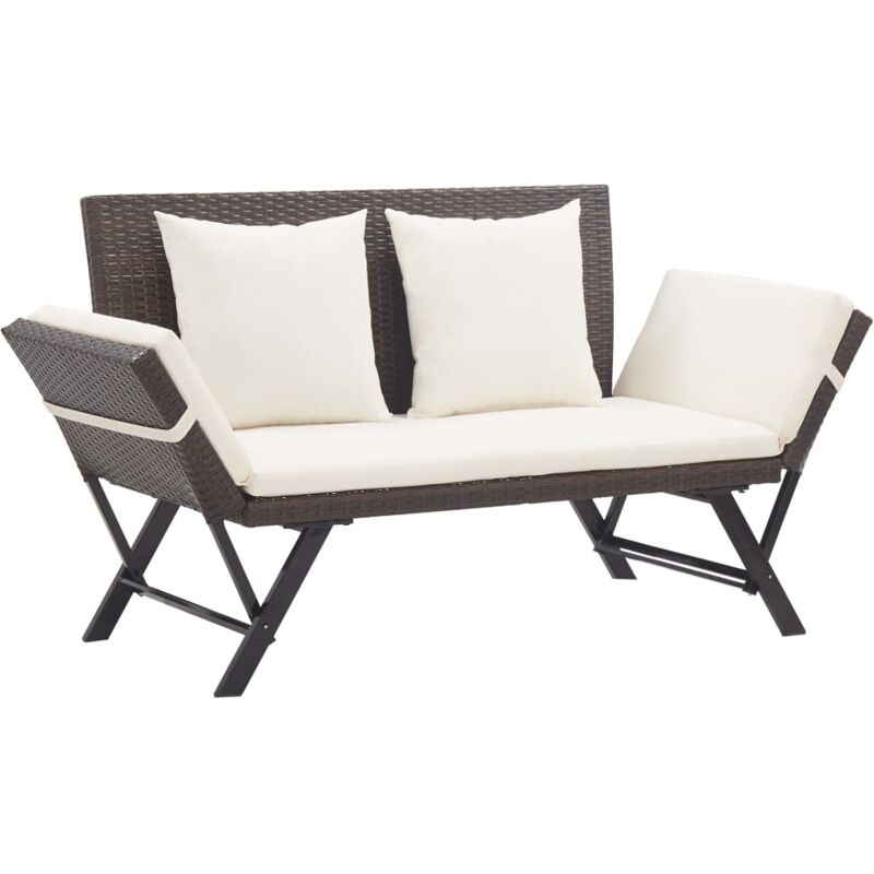 foto del prodotto vidaxl panchina da giardino con cuscini da 176 cm in polyrattan vari colori colore marrone