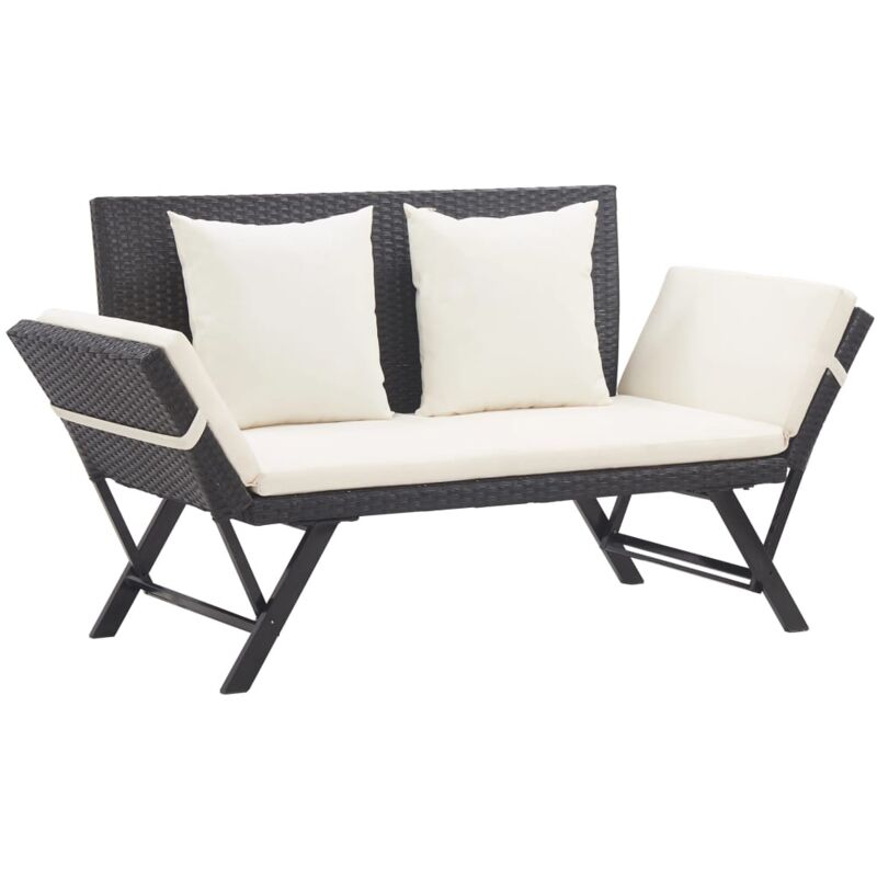 foto del prodotto vidaxl panchina da giardino con cuscini da 176 cm in polyrattan vari colori colore nero e bianco