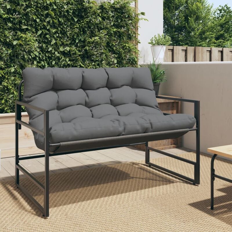 foto del prodotto vidaxl panchina da giardino con cuscino antracite 113 cm in acciaio