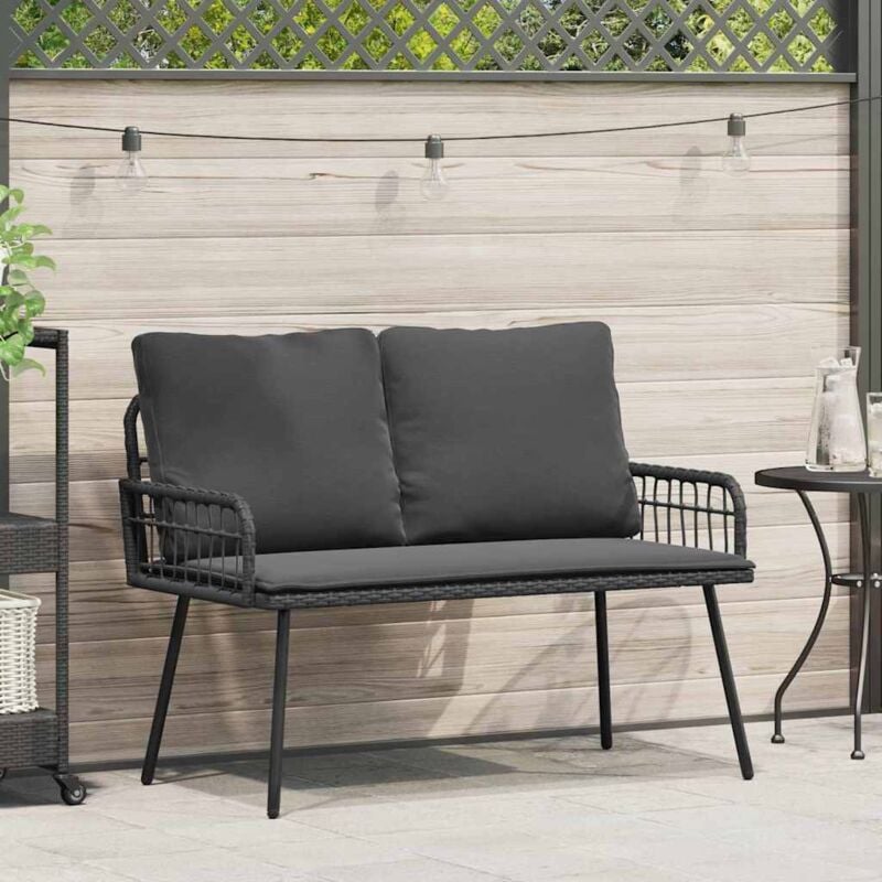 foto del prodotto vidaxl panchina da giardino nera 114x64x78 cm in polyrattan