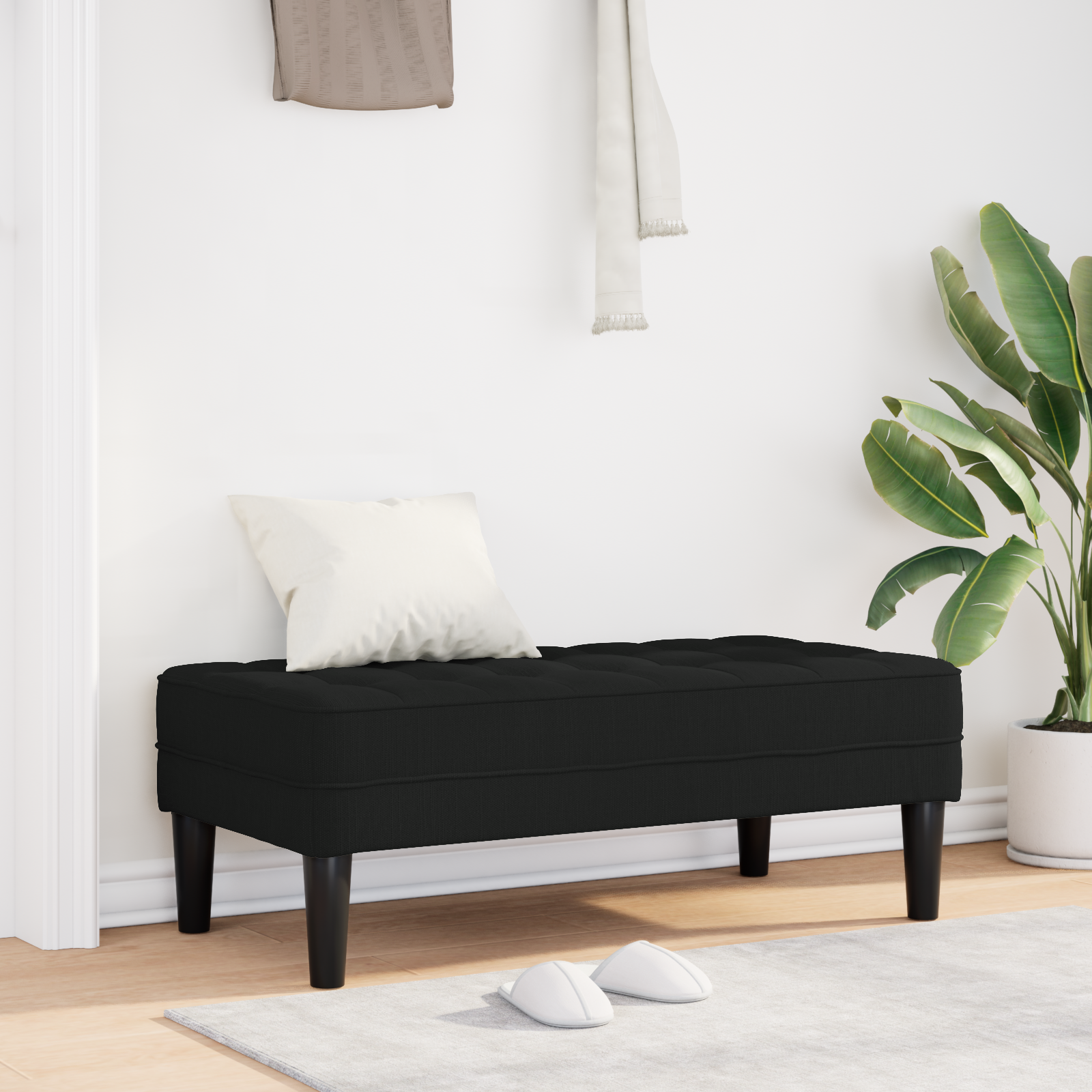 foto del prodotto vidaxl panchina nero 113 x 57 x 39 cm tessuto