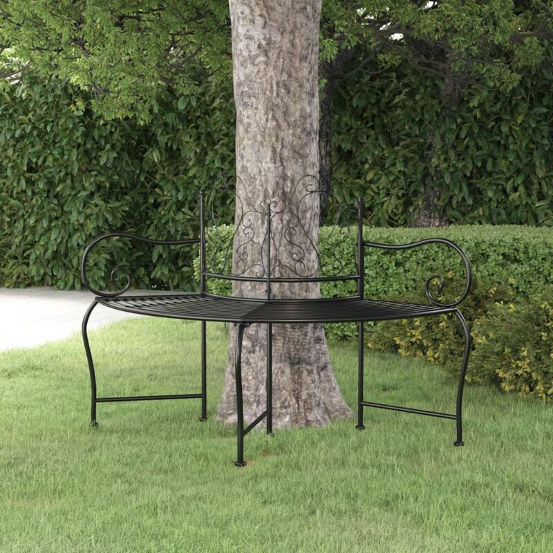 foto del prodotto vidaxl panchina per albero 150 cm nera in acciaio