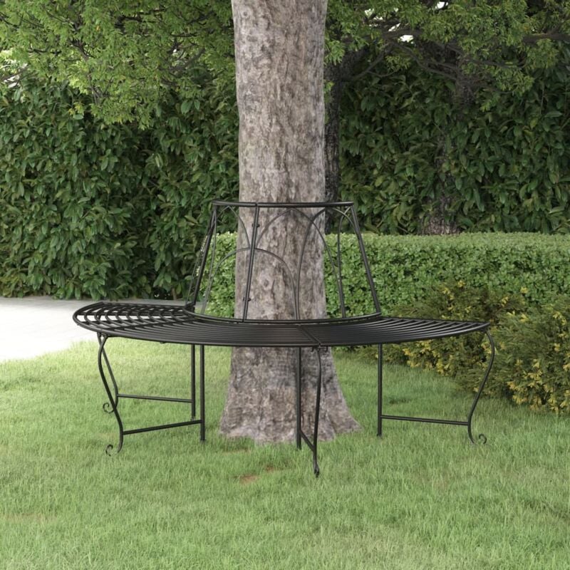 foto del prodotto vidaxl panchina per albero semi circolare 159 cm nera in acciaio