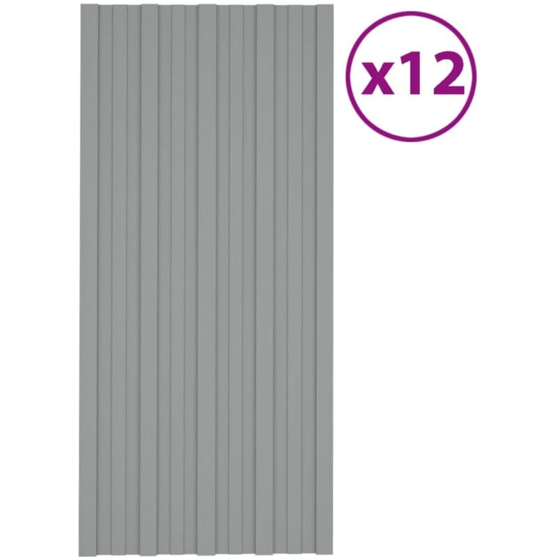 foto del prodotto vidaxl pannelli da tetto 12 pz in acciaio zincato grigio 100x45 cm