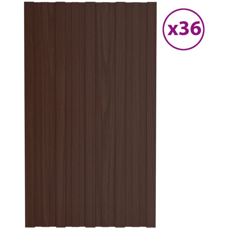 foto del prodotto vidaxl - pannelli da tetto 36 pz in acciaio zincato marrone 80x45 cm