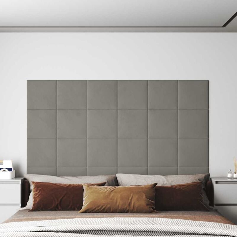 foto del prodotto vidaxl pannelli murali 12 pz grigio chiaro 30x30 cm in velluto 1,08 m 