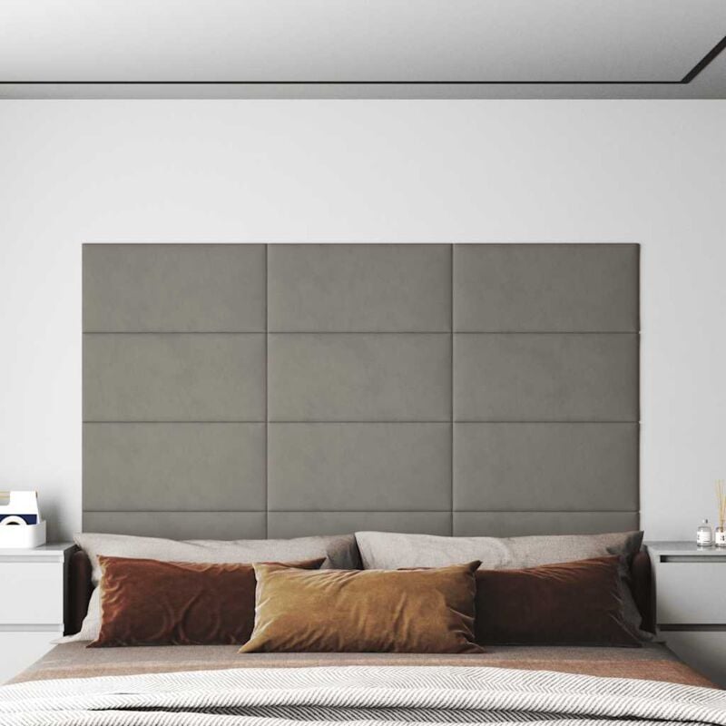 foto del prodotto vidaxl pannelli murali 12 pz grigio chiaro 60x30 cm in velluto 2,16 m 