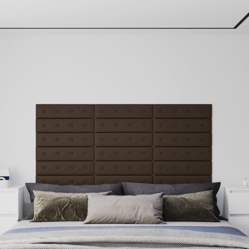 foto del prodotto vidaxl pannelli murali 12 pz marrone 60x15 cm similpelle 1,08 m 