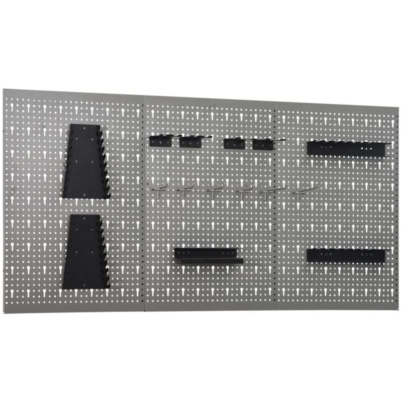 foto del prodotto vidaxl pannelli per utensili a parete 3 pz 40x58 cm acciaio
