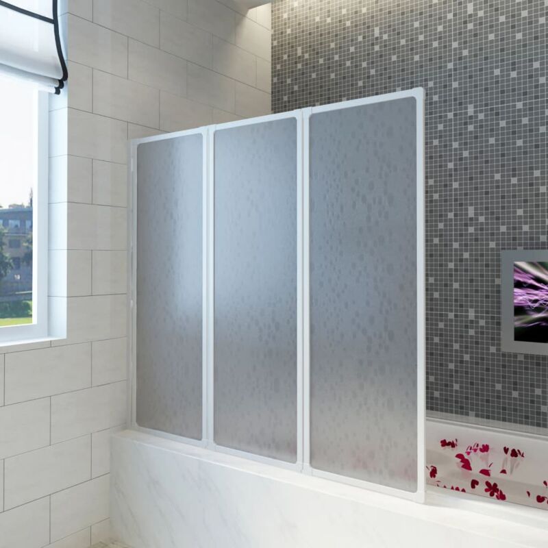 foto del prodotto vidaxl pannelli vasca bagno doccia a parete 3 pz pieghevoli bianco varie dimensioni dimensioni 141 x 132 cm