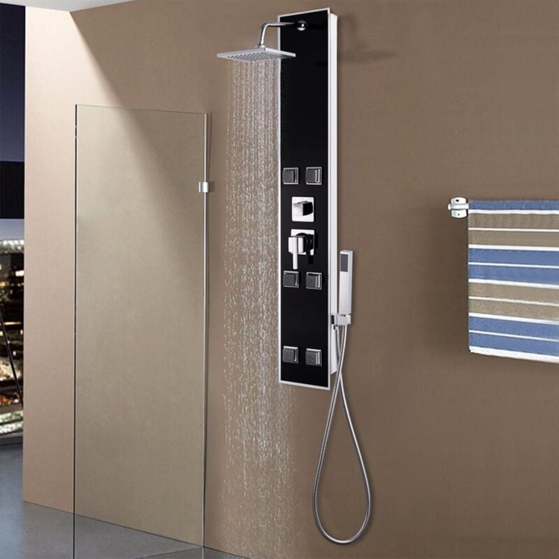 foto del prodotto vidaxl pannello doccia in vetro 18x42,1x120 cm nero