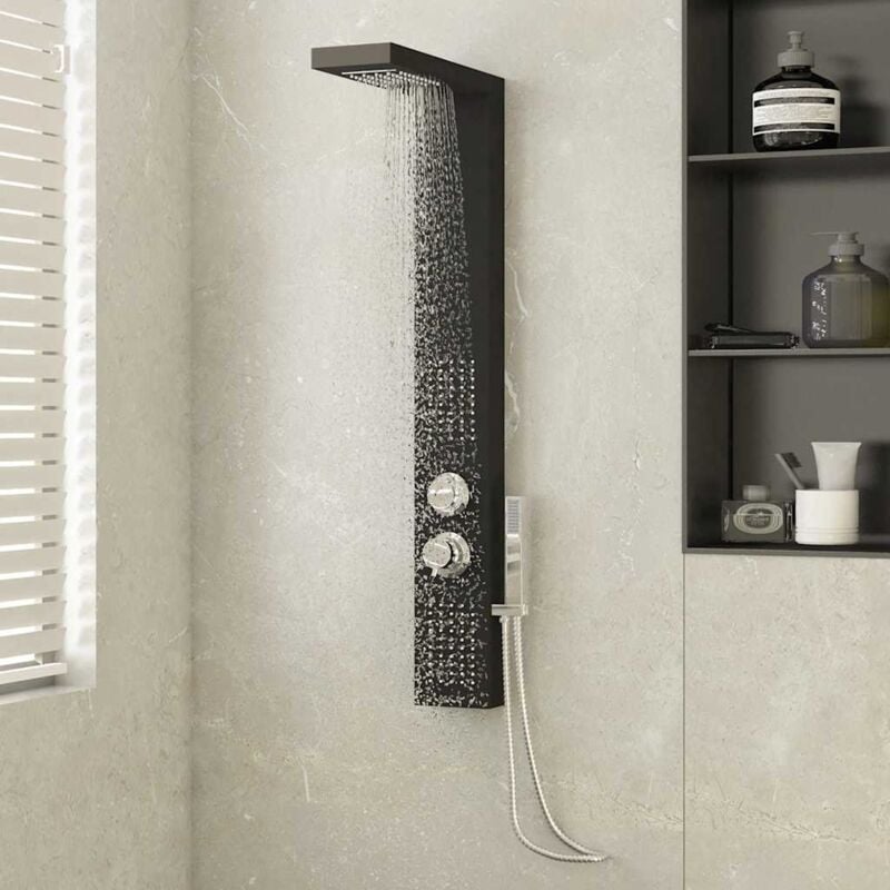 foto del prodotto vidaxl pannello doccia multifunzionale design elegante 15x47x114cm vari colori colore nero
