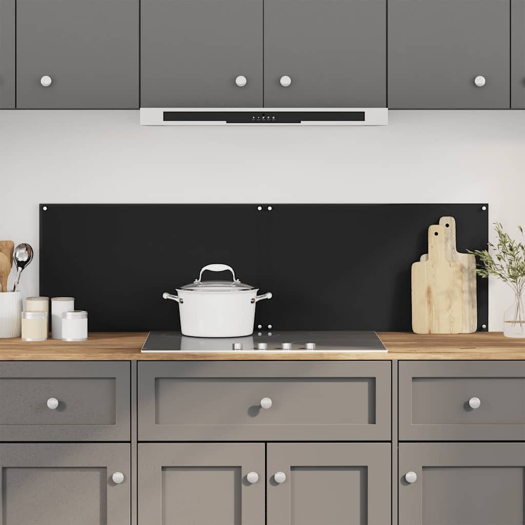foto del prodotto vidaxl paraschizzi per cucina 2 pz neri 70x50 cm in vetro temperato