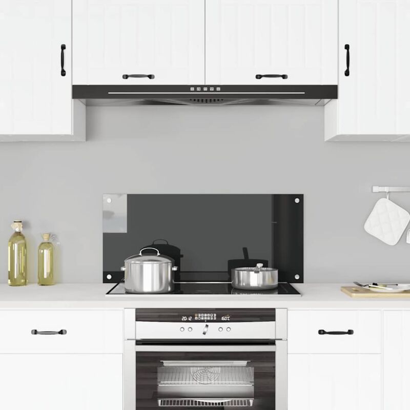 foto del prodotto vidaxl paraschizzi per cucina nero 90x40 cm in vetro temperato