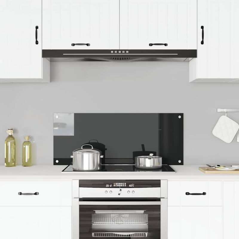 foto del prodotto vidaxl paraschizzi per cucina nero in vetro temperato alta protezione vari dimensioni dimensioni 100 x 40 cm