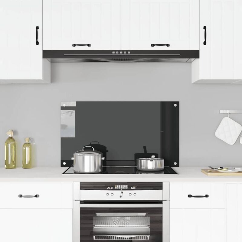 foto del prodotto vidaxl paraschizzi per cucina nero in vetro temperato alta protezione vari dimensioni dimensioni 90 x 50 cm