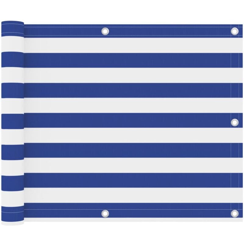 foto del prodotto vidaxl paravento da balcone bianco e blu in tessuto oxford con corda varie dimensioni dimensioni 75x300 cm