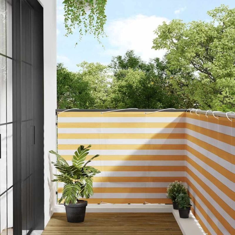 foto del prodotto vidaxl paravento per balcone striscia gialla e bianca 120x800 cm
