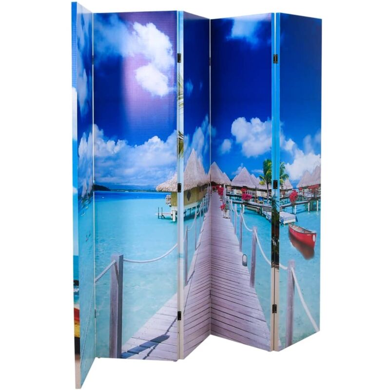 foto del prodotto vidaxl paravento pieghevole 200x170 cm con stampa spiaggia