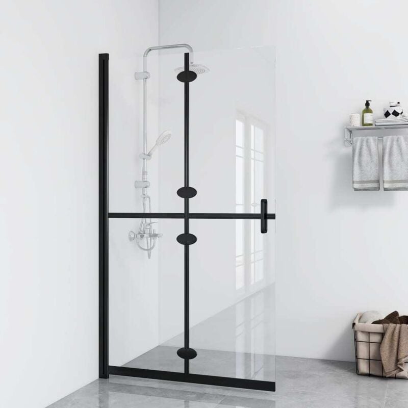 foto del prodotto vidaxl parete da doccia in vetro con struttura nera pieghevole varie misure disponibili dimensioni 70 x 190 cm