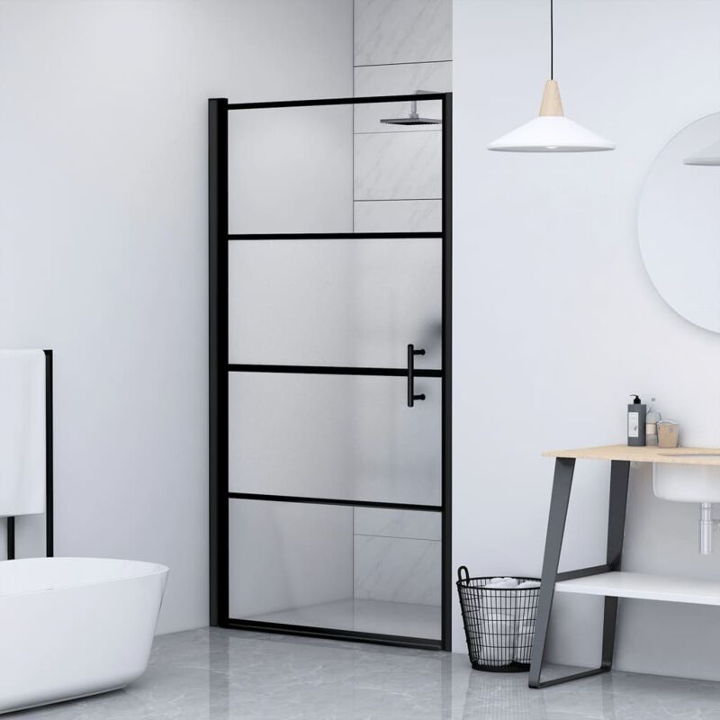 foto del prodotto vidaxl parete doccia 91x195 cm vetro temperato semi smerigliato nero