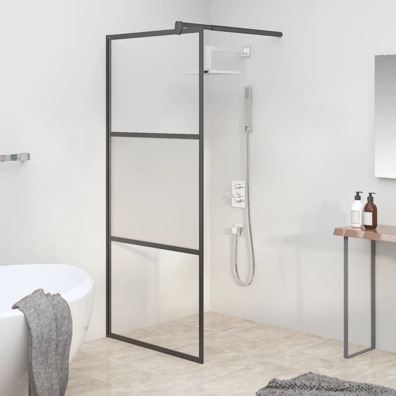 foto del prodotto vidaxl parete doccia walk in 80x195 cm vetro semi smerigliato esg nero