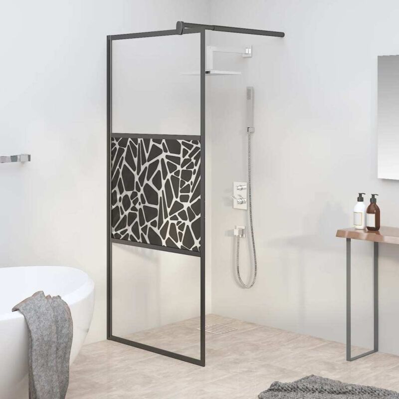 foto del prodotto vidaxl parete doccia walk in 80x195cm vetro esg con design pietre nero
