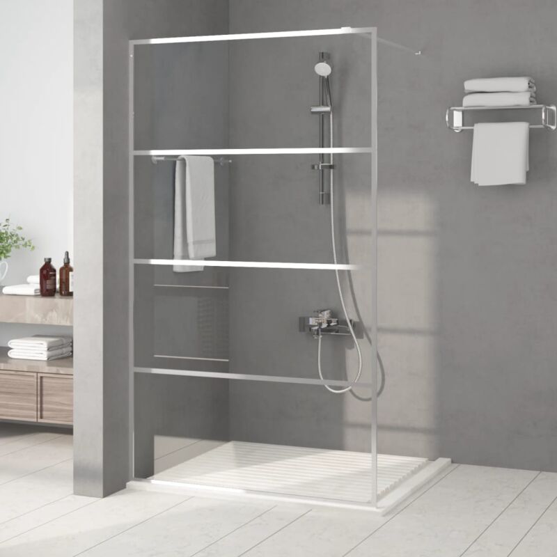 foto del prodotto vidaxl parete doccia walk in argento 115x195 cm vetro trasparente esg