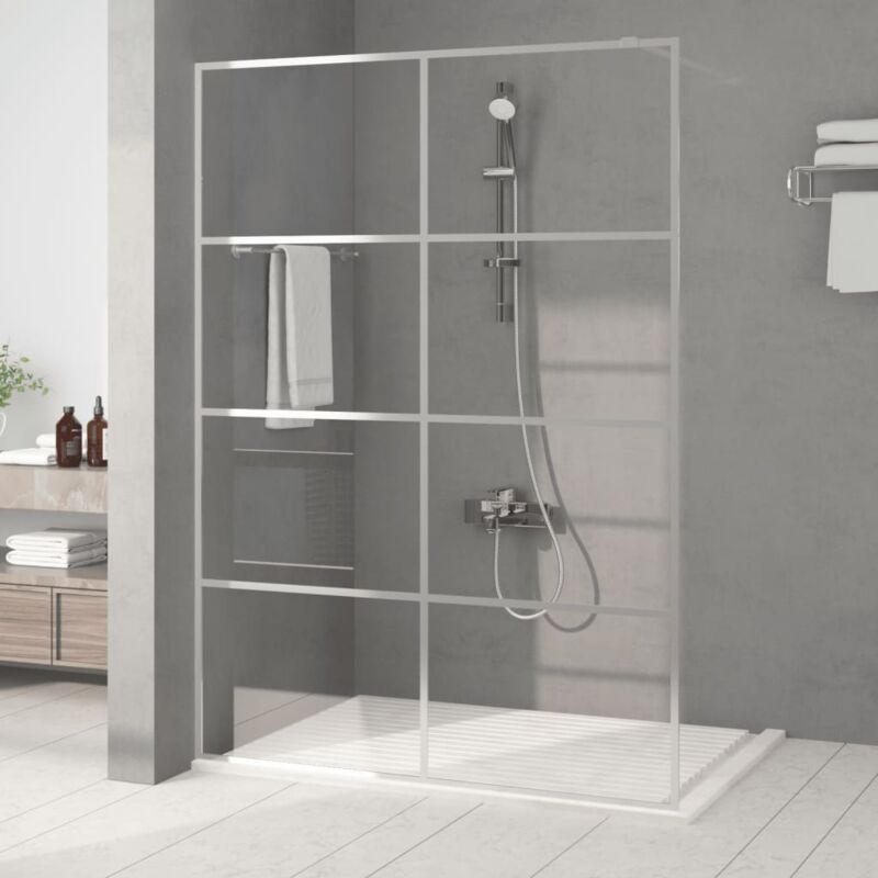 foto del prodotto vidaxl parete doccia walk in argento 140x195 cm vetro trasparente esg 956926