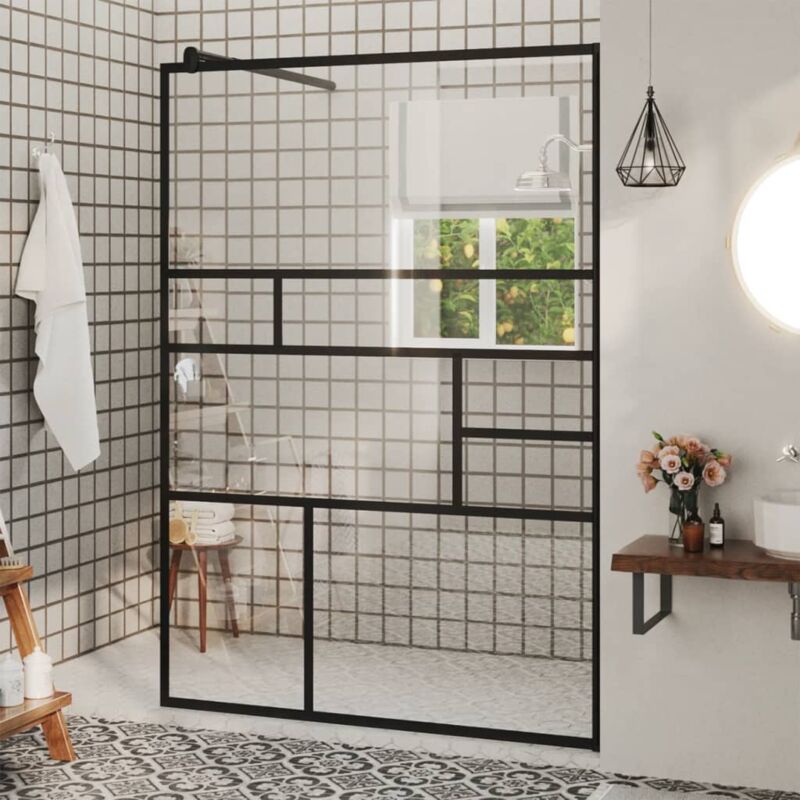 foto del prodotto vidaxl parete doccia walk in in vetro trasparente esg e struttura nera varie misure dimensioni 115 x 195 cm