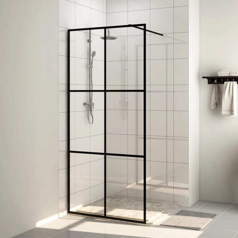 foto del prodotto vidaxl parete doccia walk in in vetro trasparente esg nera 80x195 cm 930236