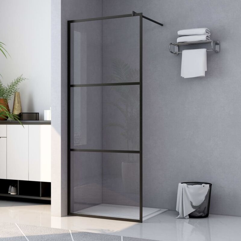 foto del prodotto vidaxl - parete doccia walk-in in vetro trasparente esg nera 90x195 cm