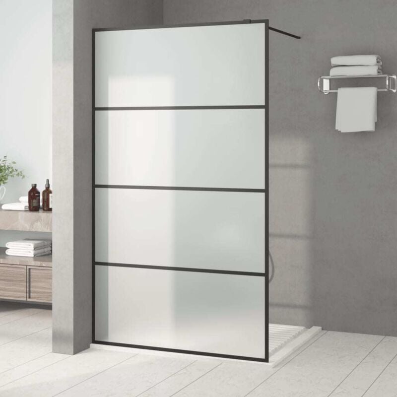 foto del prodotto vidaxl parete doccia walk in nera 115x195 cm vetro smerigliato esg