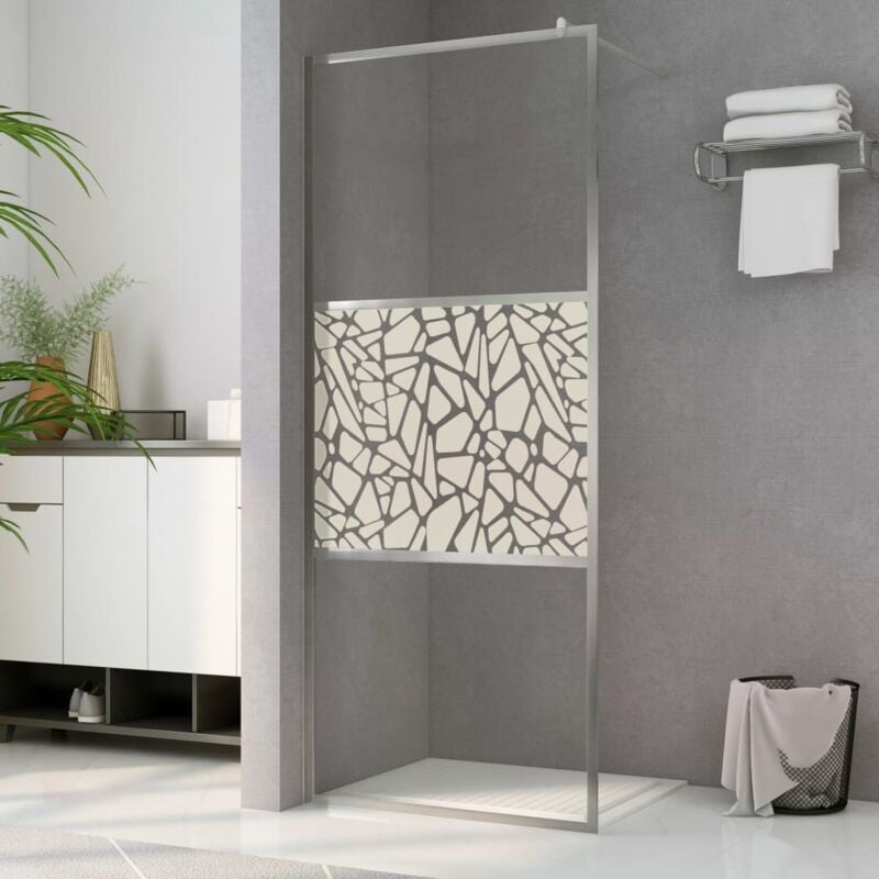 foto del prodotto vidaxl parete per doccia walk in in vetro esg con design in pietra varie dimensioni dimensioni 90x195 cm