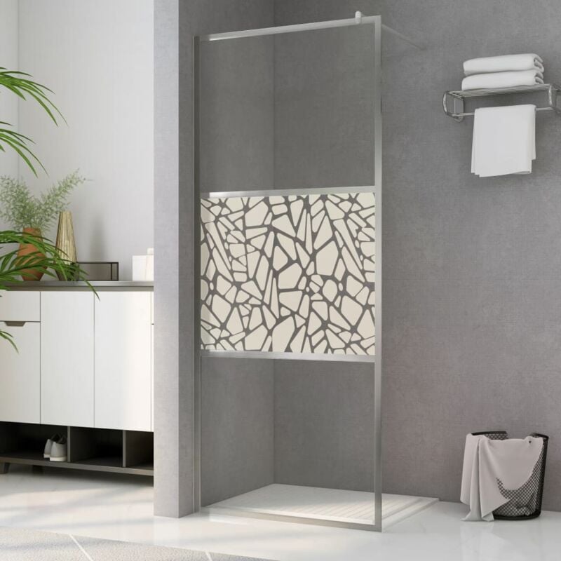 foto del prodotto vidaxl - parete per doccia walk-in in vetro esg design pietra 115x195 cm