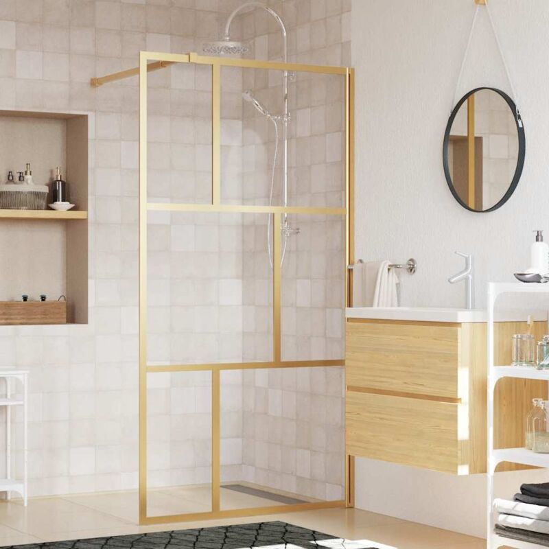 foto del prodotto vidaxl parete per doccia walk in vetro trasparente esg 100x195 cm oro